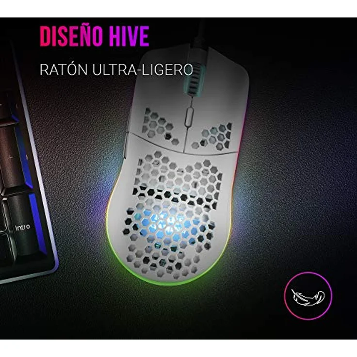 Mars,USB, Gaming MMAX Weiß, RGB 12400 DPI Maus, Ultraleicht 69g, Flexkabel, Software – Bild 3