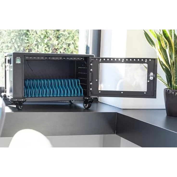 DIGITUS Mobiler Ladeschrank - 16 USB-C Lade-Plätze - Bis 14 Zoll - Tür mit elektr. Verriegelung – Bild 3