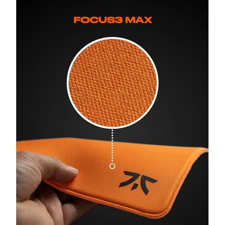 Fnatic MAX Focus 3 L Pro Gaming Mouse Mat, Sunrise Orange Smooth Cloth Control Surface, Water Resistant, Non-Slip Poron Foam Base, Micro-Knit Stitched Edges (480 x 400 x 6 mm) – Bild 4