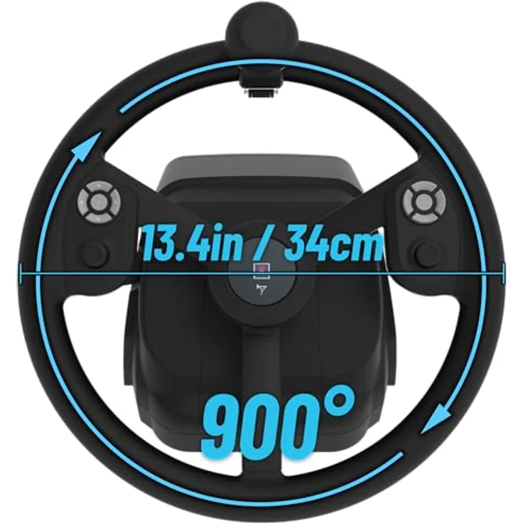 HORI Farming Vehicle Control System, Gaming-Lenkrad mit 34 cm gummiertem Lenkrad, 900°-Rotation und multifunktionalem Control Panel für PC – Bild 6