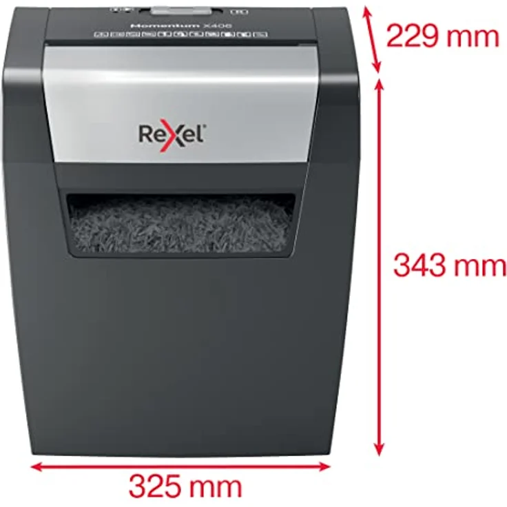 Rexel Aktenvernichter Momentum X406, Sicherheitsstufe P4, Partikelschnitt, 6 Blatt Kapazität, 15L Abfallbehälter, Schwarz, 2104569EU – Bild 5