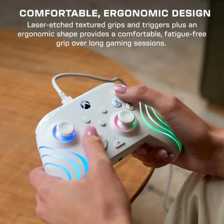 Turtle Beach Afterglow Wave Wired Controller, Gaming Controller mit RGB-Beleuchtung, ergonomischem Design und einstellbaren Hall-Effekt-Abzügen, Weiss – Bild 7
