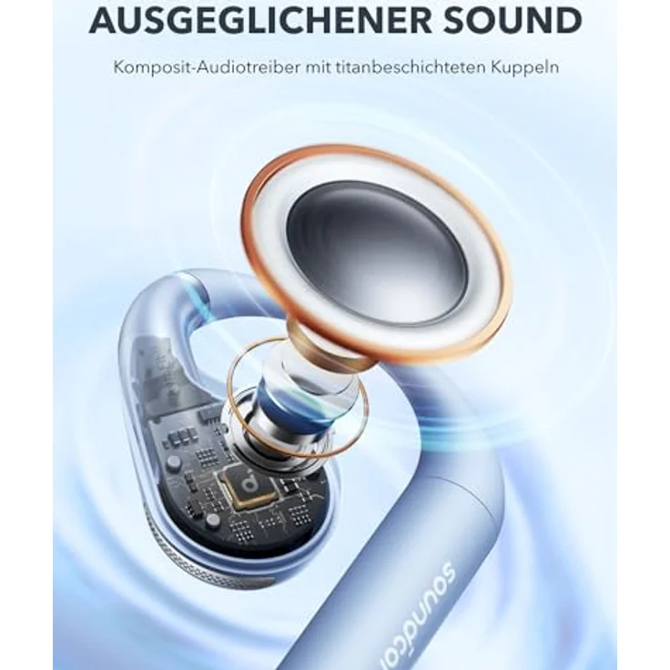 Soundcore Soundcore AeroFit True Wireless-Kopfhörer mit Mikrofon, offenes Ohr, Bluetooth - Cozy Blue – Bild 4