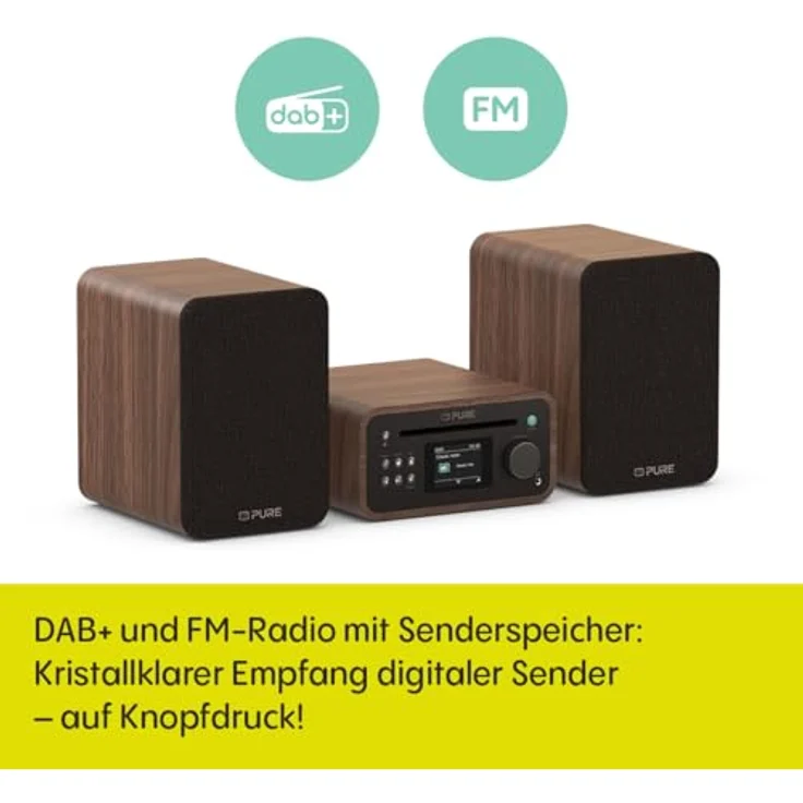 PURE Classic Stereo Mini Kompaktanlage, DAB+ & FM-Radio, CD-Player, Bluetooth 5.3, 2x20W Lautsprecher, braun – Bild 5