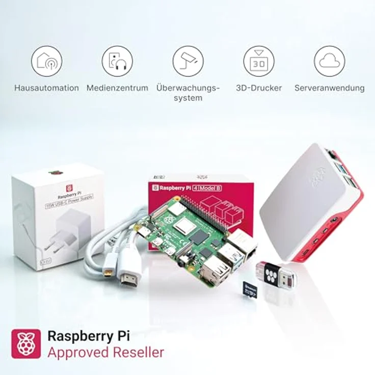 BerryBase Raspberry Pi 4 Starterkit, 64GB microSDHC mit Pi OS, Gehäuse, Netzteil und HDMI-Kabel - RAM: 8GB - Farbe: weiß – Bild 3