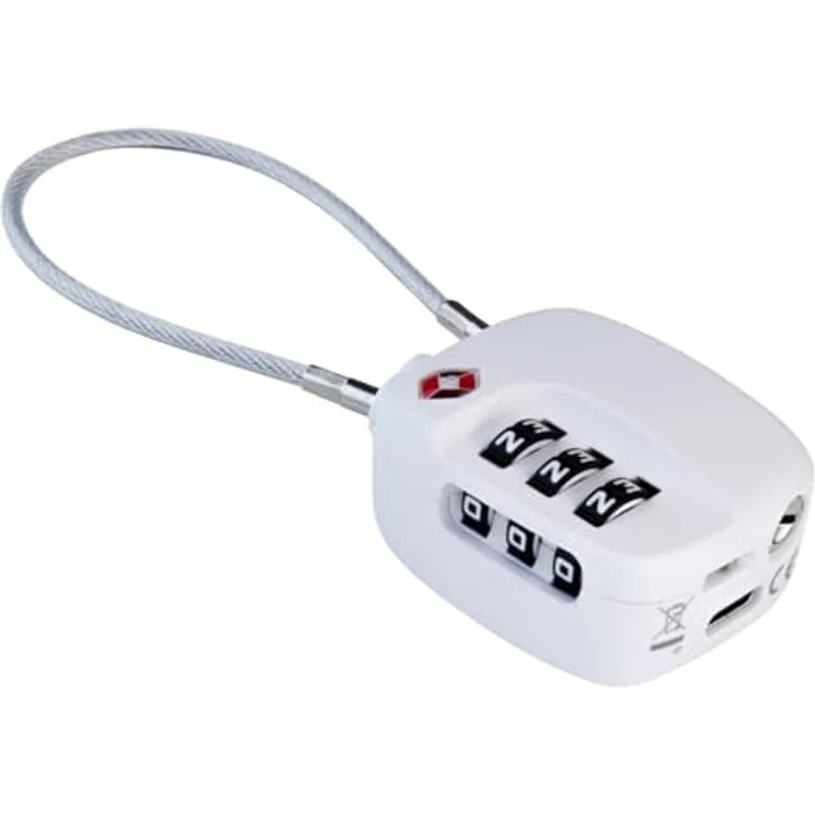 Boompods LOCK TSA Bag Tracker, integrierter Tracker für Apple Find My App, wasserdicht, wiederaufladbar, Weiß