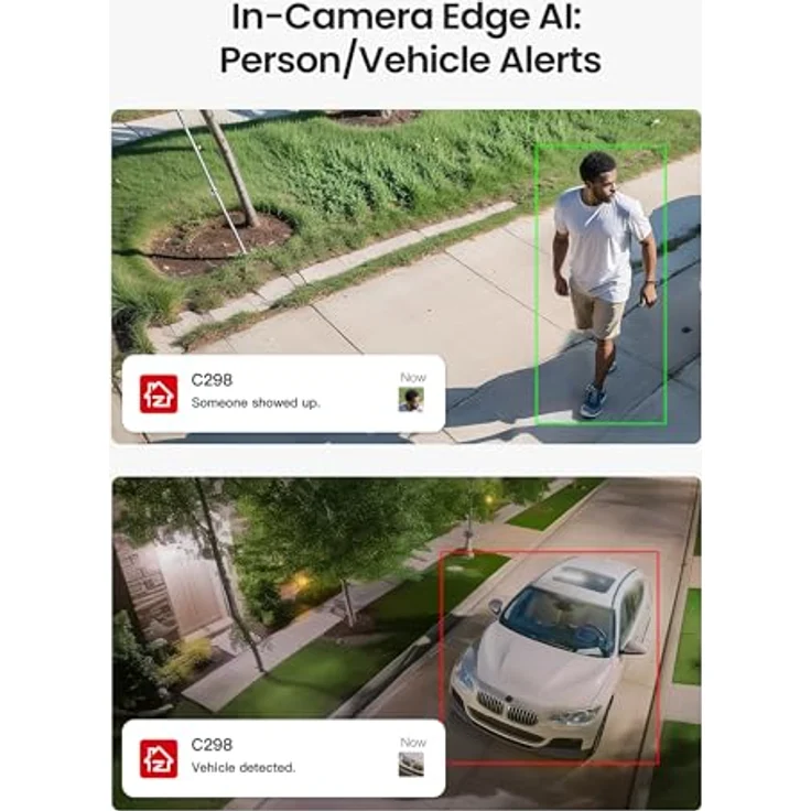 ZOSI C298 Pro Überwachungskamera, 8MP Aussen WLAN mit Doppelobjektiv (4MP+4MP), 2.4GHz WiFi, Personenerkennung - Schwarz – Bild 4