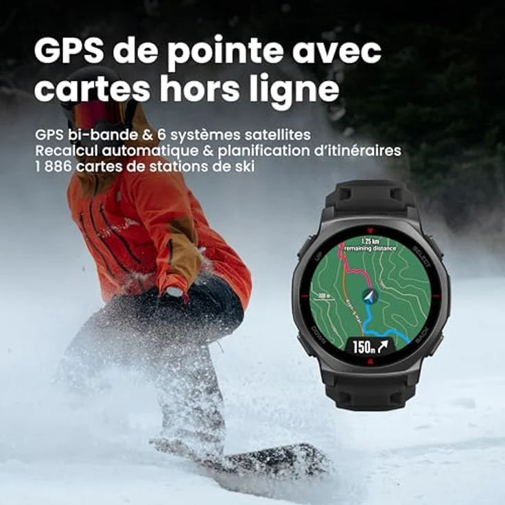 Amazfit T-Rex 3 Pro, Outdoor Smartwatch 44 mm Saphir-AMOLED, Taschenlampe, Titanlünette, Dual-Band GPS, 180+ Sportmodi, 10 ATM, Schwarz – Bild 3