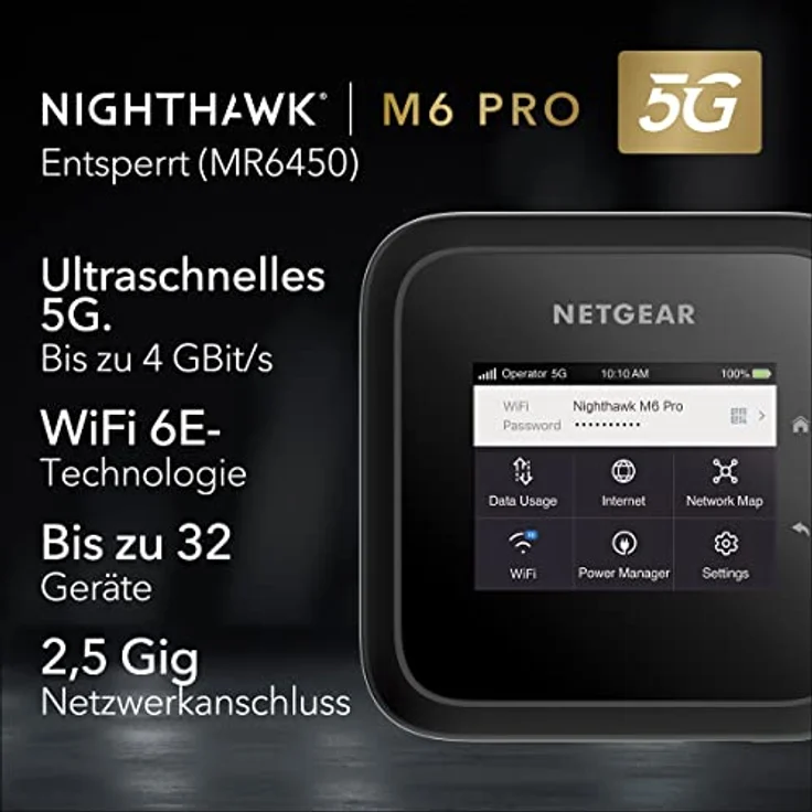 NETGEAR Nighthawk M6 Pro (MR6450) | 5G Router Sim-Karte WiFi 6E | Mobile LTE Router 5G | 5G Modem | Mobiler 5G Hotspot| Ultraschneller, bis zu 4 GBit/s, Verbindung von bis zu 32 Geräten – Bild 2