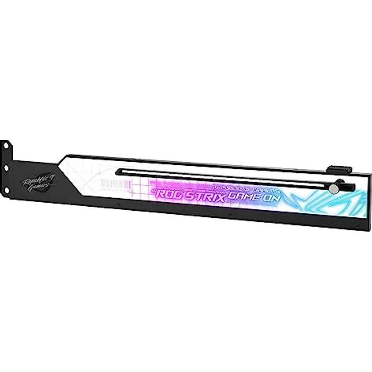 ASUS ROG Strix ARGB Grafikkarten Halterung (GPU Halter, AURA Sync ARGB Beleuchtung, anpassbare Größe, einfache Montage, kompatibel mit ATX-Gehäusen, schwarz) – Bild 2