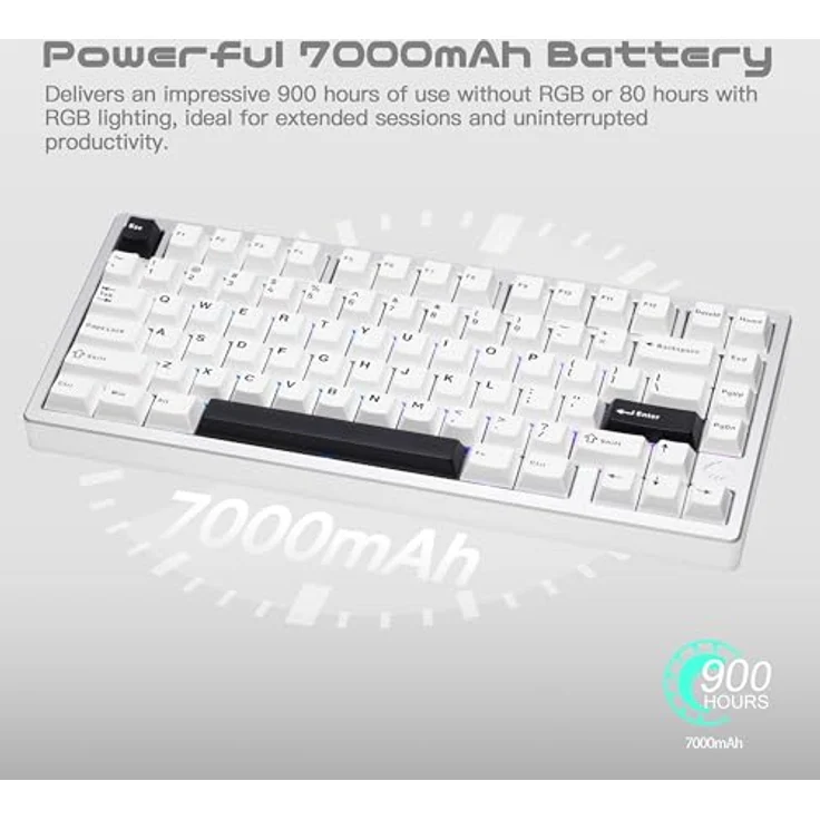 CutiePcs WOBKEY Rainy 75 Mechanische Tastatur, Aluminiumgehäuse, HMX/JWK Switches, Kabelgebunden und kabellos, Dazzling A-RGB Beleuchtung, Pro - Silber – Bild 5