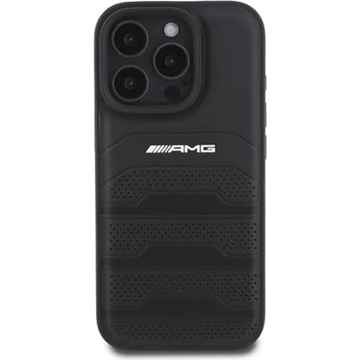 CG Mobile AMG AMHCP16XGSEBK Hülle für iPhone 16 Pro Max 6.9" Schwarz hardcase Leather Debossed Lines Black Logo – Bild 3