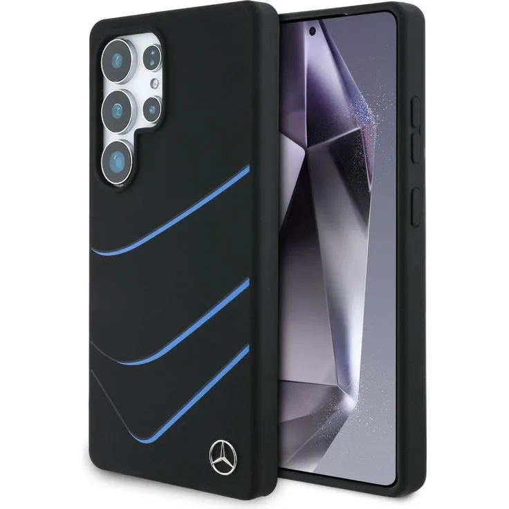 Mercedes Silicone Contrasted Curves MagSafe Case für Samsung Galaxy S25 Ultra, Schwarz - Hochwertige Silikon-Hülle mit MagSafe-Kompatibilität und optimalem Schutz