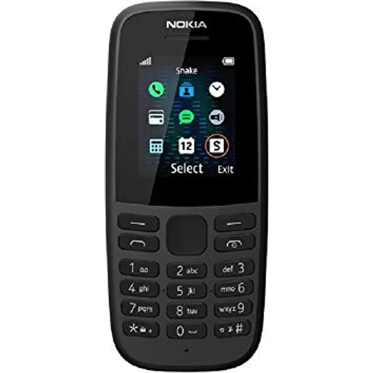 Nokia 105 Dual SIM, Mobiltelefon mit 1,77 Zoll Display, 15 Stunden Gesprächszeit, schwarz