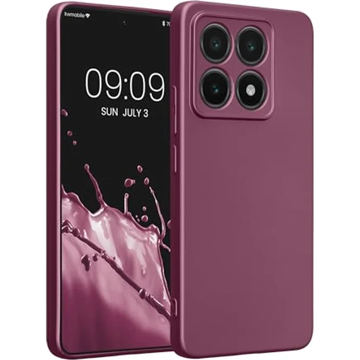 kwmobile Handyhülle kompatibel mit Xiaomi 14T, weiche Silikon Case in metallic schimmerndem Metallic Lavendel, rutschfest und reißfest – Bild 1