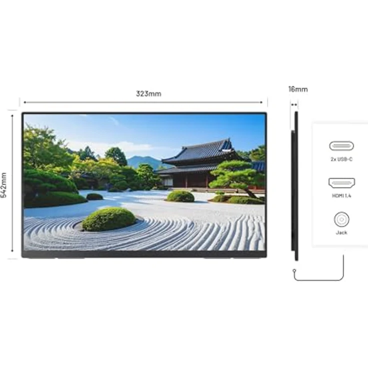 JapanNext Tragbarer Monitor JN-MD-IPS238U-C6, 23,8" IPS 4K UHD, HDR, USB-C Power Delivery, integrierte Lautsprecher, G-Sync/FreeSync – Bild 3