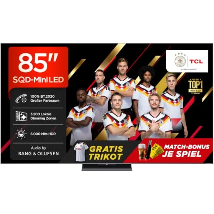 TCL 85C8L SQD-Mini LED TV, 85 Zoll UHD 4K Smart TV mit flacher Bauweise – Bild 1