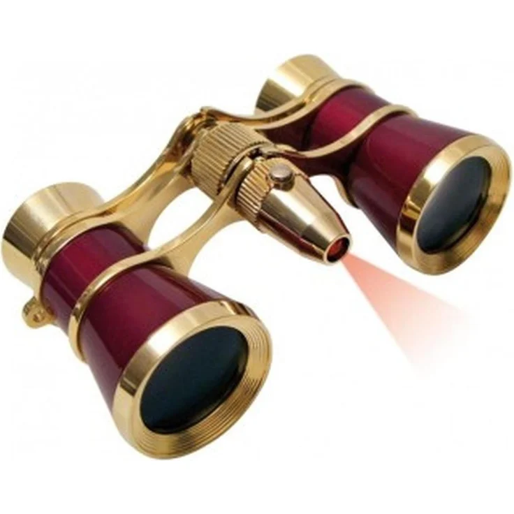 Braun Photo Binocular 3 x 25 LED, Fernglas für Oper und Theater, Gold/Burgund, leicht und kompakt