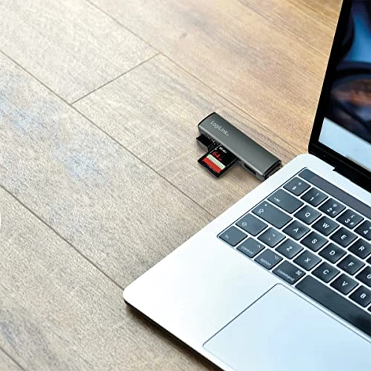 LogiLink USB 3.2 (Gen2) 2-Port Hub mit Kartenleser für microSD- und SD-Karten, Aluminiumgehäuse mit Schutzkappe – Bild 3