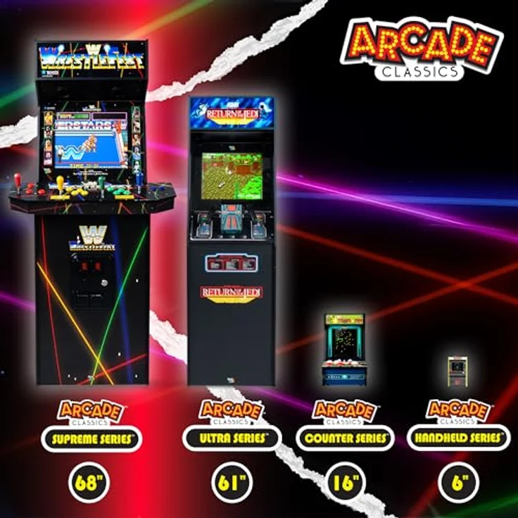 Basic Fun WWE - Classic Mini Arcade, Retro-Wrestling-Spiel mit 10 WWE Legends, Joystick-Steuerung und Vollfarb-Bildschirm – Bild 9