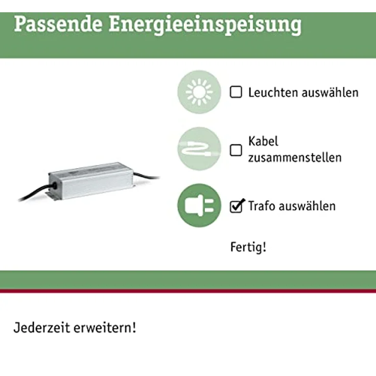 Paulmann 988.50 Outdoor Plug & Shine Power Supply IP44 230/24V DC 150W 98850 Trafo Transformator Aussenleuchten, 22.3 x 7 x 4 cm – Bild 2