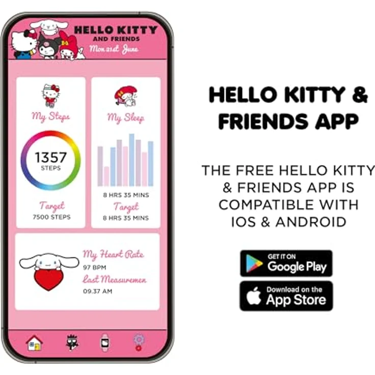 SANRIO Hello Kitty Smartwatch, Rosa Unisize mit vielfältigen Funktionen – Bild 6