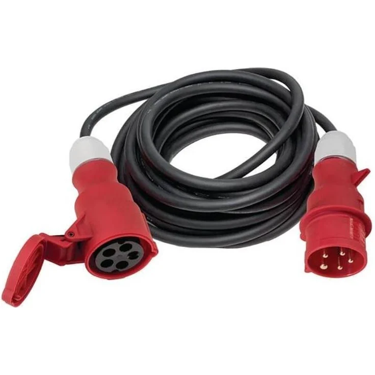 Weingartner CEE-Verlängerungskabel 16 A 400 V, 25 m H07RN-F 5x2,5 mm², schwarz, IP44, robust mit Klappdeckel