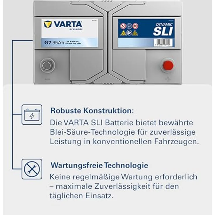 VARTA G7 Blue Dynamic 12V 95Ah 830A Autobatterie, wartungsfrei, Pluspol rechts, 595 404 083 inkl. 7,50 Pfand – Bild 5
