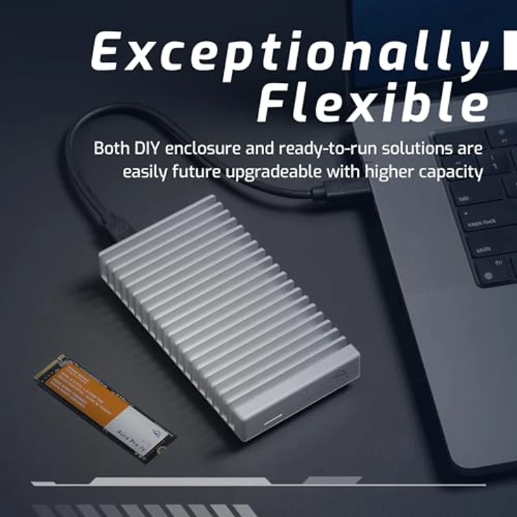 OWC Express 1M2 80G USB4 NVMe SSD Gehäuse, Aluminium, kompatibel mit M.2 2280/2242, Silber, ultrahochgeschwindigkeit bis 6000 MB/s – Bild 4