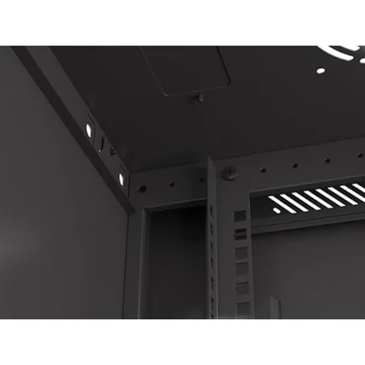 Lanberg Rackschrank 19", Wandmontage, 12U, 600x450 mm, perforierte Tür, schwarz – Bild 3