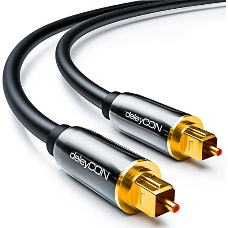 deleyCON Optisches Digital Audio Kabel - S/PDIF - 2x Toslink Stecker 3m - LWL Lichtwellenleiter Kabel - Metallstecker - 5mm - flexibel - Schwarz – Bild 2