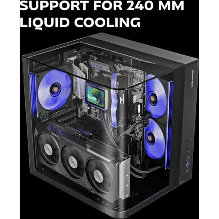 Mars Gaming MC INFINIOLITE ATX-Gehäuse, gehärtetes Glas mit doppelter Glaskammer, schwarz – Bild 4