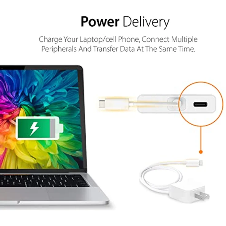 j5create USB-C Dual HDMI Hub - Typ C Dockingstation mit 2X HDMI, 2X USB 3.0, Ethernet, PD 60W Durchgangsladung für Laptop & PC (JCD381) – Bild 3
