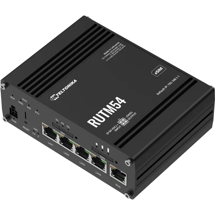 Teltonika RUTM54, 5G Router mit Dual-SIM, eSIM und automatischer Ausfallsicherung, Schwarz