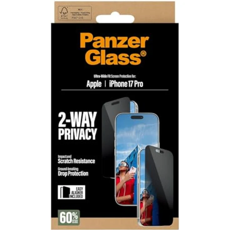 PanzerGlass Privacy Protector für iPhone 17 Pro, Displayschutzfolie mit drei Jahren Garantie gegen Herstellungsfehler – Bild 3