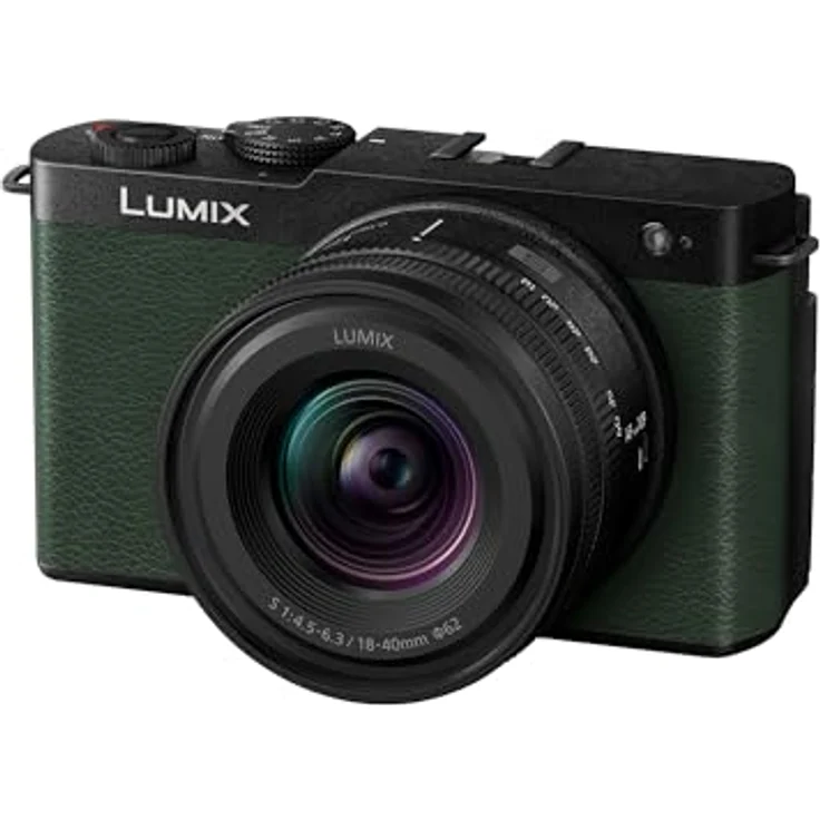 Panasonic Lumix DC-S9NE-G Vollformat Kamera, spiegellos, Open Gate Vlogging, 24,2 MP, 6K/4K, 779-Punkt-PDAF, Bildstabilisierung, LUT, 180°-Flexibler-Monitor, 5 GHz WLAN, Grün, mit Objektiv S-R1840E – Bild 1