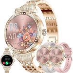 Valdus Damen's Telefonfunktion Fitness Tracker Smartwatch, 3,35 cm AMOLED-Bildschirm, SpO2 Schlafmonitor, 123 Sportmodi, Silikonarmband - Schwarz