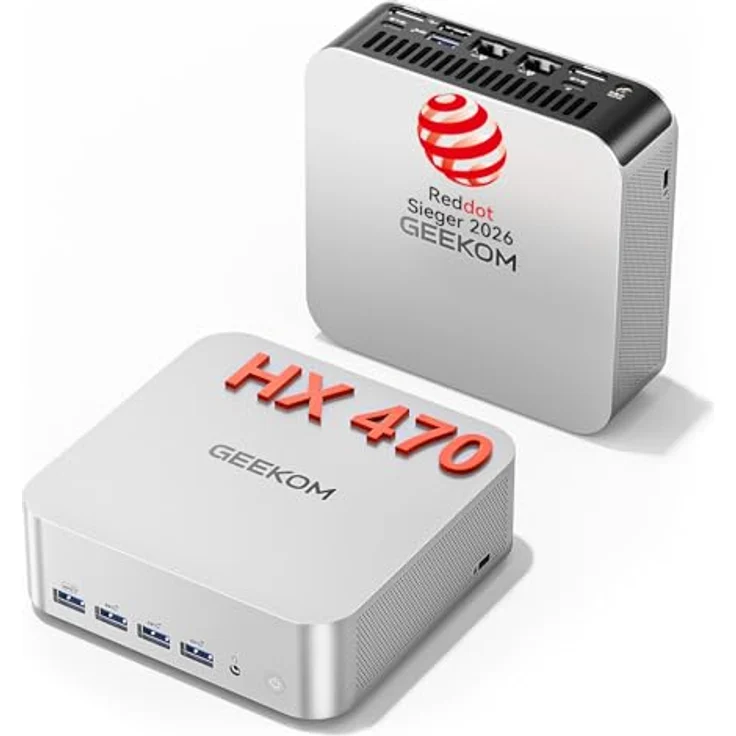 GEEKOM AI Mini PC A9 Max, AMD Ryzen AI 9 HX 470, 32GB DDR5, 2TB SSD, Windows 11 Pro, 2.5G Dual-LAN, USB4, HDMI 2.1, Wi-Fi 7, BT 5.4 – Bild 1