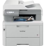 Brother MFC-L8340CDW Professionelles und kompaktes 4-in-1 Farb-LED-Multifunktionsgerät (Drucker, Scanner, Kopierer, Fax, 30 Seiten/Min.) weiß/grau