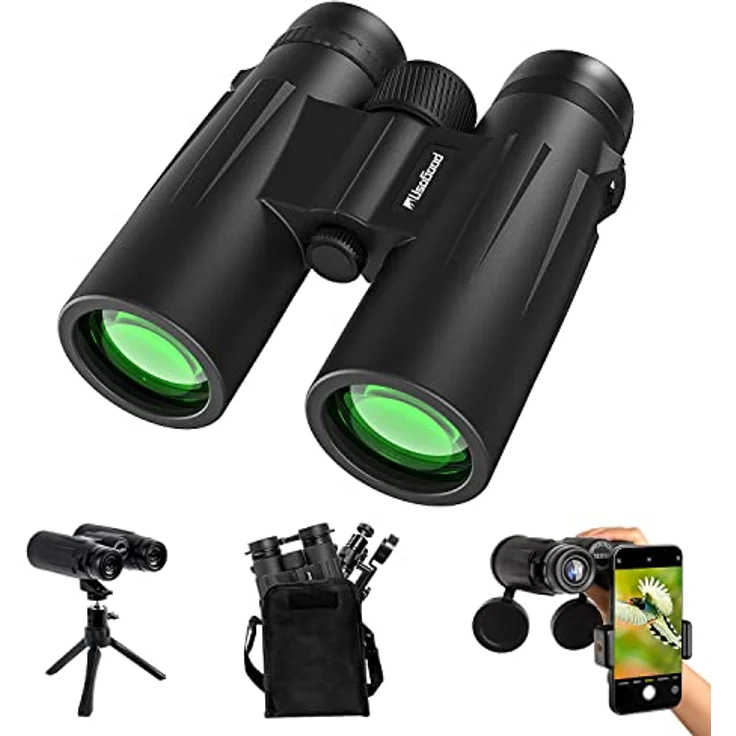 Usogood 12 x 50 Fernglas für Erwachsene, wasserdichtes Kompaktfernglas mit Stativ und Smartphone-Adapter für Vogelbeobachtung, Wandern und Reisen – Bild 1