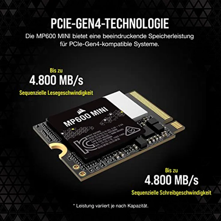Corsair MP600 MINI 2TB NVMe PCIe M.2 2230 SSD (2000 GB, M.2 2230), SSD - Hochleistungs-SSD mit 2000 GB Speicherkapazität – Bild 3