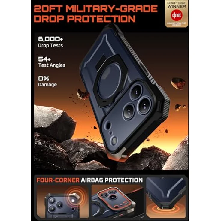 SUPCASE Unicorn Beetle Grip Hülle für iPhone 17 Pro, [Militärstandard Fallschutz, MagSafe-kompatibel, integrierter Ringhalter, Schwarz] – Bild 3