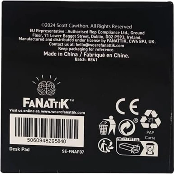 FaNaTtik Five Nights at Freddy's Desk Pad & Coaster Set, Mauspad 800x300 mm mit rutschfester Gummibasis und verstärkten Kanten, Coaster 100 mm Durchmesser – Bild 7