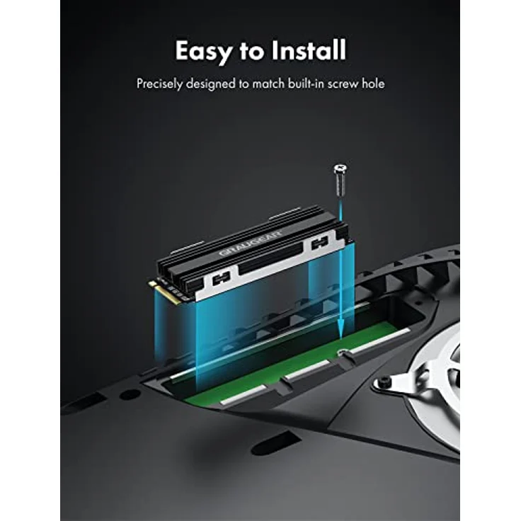 GRAUGEAR Kühlkörper für M.2 NVMe SSD (2280), passive, M.2 Kühler Kit, passend für PlayStation5, 2x Silikon Wärmeleitpad, Aluminium G-PS5HS02, schwarz – Bild 5