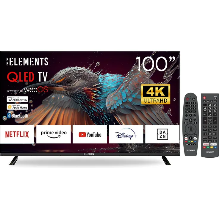 KB ELEMENTS TV 100 Zoll QLED 4K Smart TV mit webOS, Dolby und Triple-Tuner, Schwarz