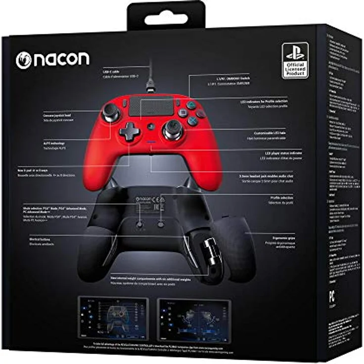 Nacon Gaming Revolution Pro Controller 3, USB 3.2 Gen 1 Gamepad für PC und PlayStation 4 (PS4), ergonomisches Design, rot – Bild 2