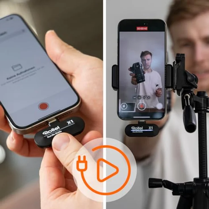 Rollei Hear:Me Mobile X1 – Studioqualität Mikrofon mit Noise-Canceling, 5 Stunden Aufnahmezeit, USB-C Kompatibilität, Plug & Play (Schwarz) – Bild 4