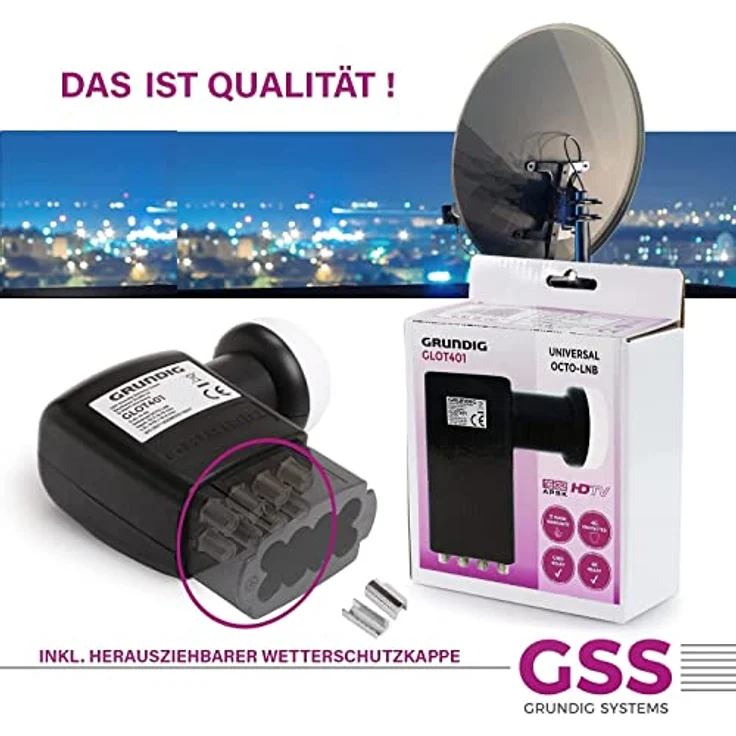 [Test SEHR GUT *] GSS Octo LNB für digital Satellitenschüssel, für 8 Teilnehmer, TV - 8fach, 8-Fach, mit LTE Filter - Sat, Full HD, 4K, 0.1dB, Wetterschutz, kälte- & hitzebeständig + Aufdrehhilfe – Bild 5