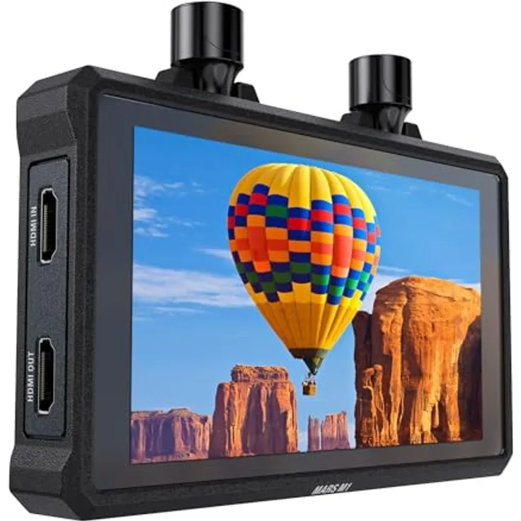 Hollyland Mars M1 Enhanced Kamera Field Monitor 4K HDMI & SDI Video Funkstrecke Reichweite 150m Latenz 0.08s FHD 1920x1080 1000nit 5.5" Touch 3D LUT APP Videoüberwachung DC-Out Schnittstelle (1 Set)