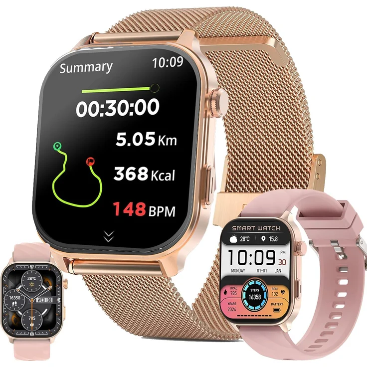 SGDDFIT GPS-Smartwatch mit Anruffunktion, 2,01" AMOLED Display, 100+ Sportmodi, Gesundheits-Tracking & 5ATM Schutz